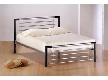 Birlea Faro 4' Small Double Black and Silver Slatted Bedstead Metal Bed
