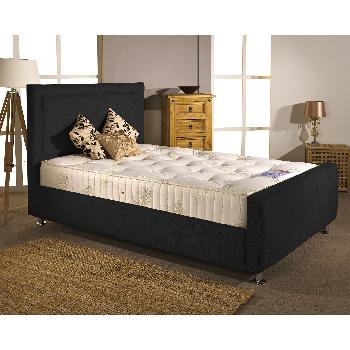 Calverton Divan Bed and Mattress Set Black Chenille Fabric Double 4ft 6