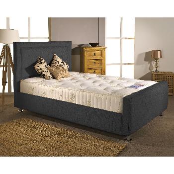 Calverton Divan Bed and Mattress Set Charcoal Chenille Fabric Double 4ft 6