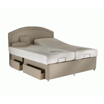 Charlotte Memory Adjustable Bed Set in Beige Charlotte Single 2 Drawer No Massage No Heavy Duty