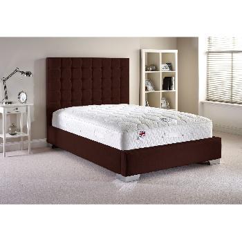 Coppella Fabric Divan Bed and Mattress Set Chocolate Chenille Fabric Single 3ft