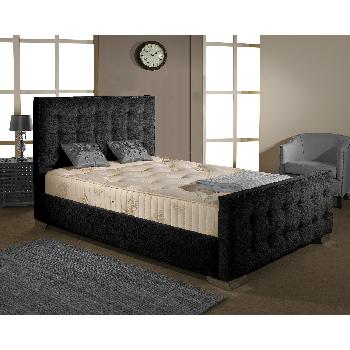 Delaware Fabric Divan Bed Frame Black Chenille Fabric Double 4ft 6