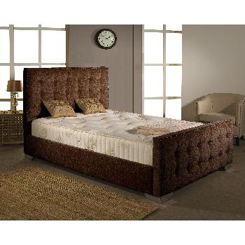 Delaware Fabric Divan Bed Frame Chocolate Chenille Fabric Double 4ft 6