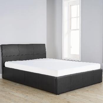GFW Ascot Faux Leather Ottoman Bed Double Black