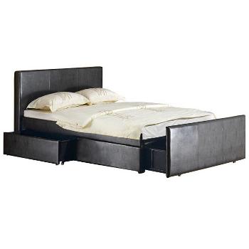 GFW Colorado Faux Leather 3 Drawer Bed Double Black