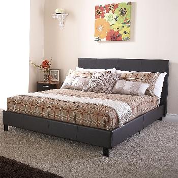 GFW Faux Leather Bed in a Box Double Brown