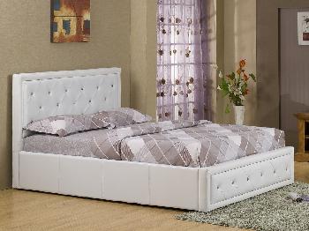 GFW Hollywood Double White Faux Leather Ottoman Bed Frame