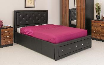 GFW Hollywood Faux Leather Ottoman Bed, Double, Faux Leather - Black