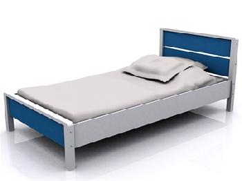 GFW Miami Blue 3' Single Blue and White Wooden Bed