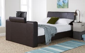 GFW New York Faux Leather TV Bed, King Size, Faux Leather - Brown