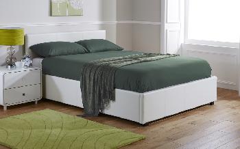 GFW Side Lift Ottoman Bed, Single, Faux Leather - White