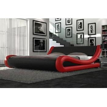 Giomani Carson Faux Leather Bed Frame in Black and Red - King
