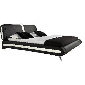 Giomani Hendrix Faux Leather Bed Frame in Black with White Stripe - King