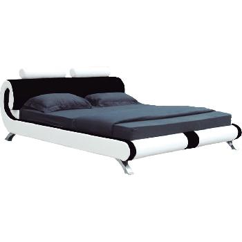 Giomani Irvine Faux Leather Bed Frame in Black and White - King