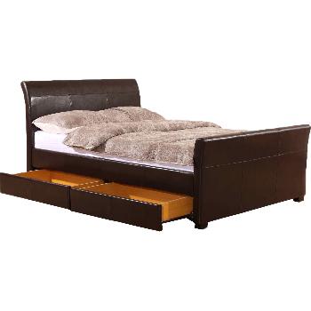 Giomani Jersey Faux Leather Bed Frame in Brown - King