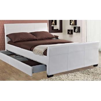 Giomani Jersey Faux Leather Bed Frame in White - Double