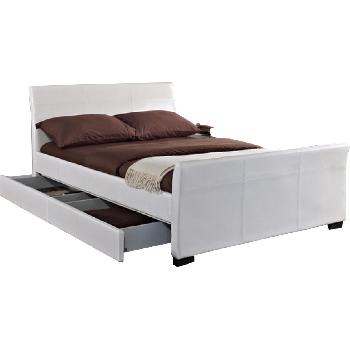 Giomani Jersey Faux Leather Bed Frame in White - King