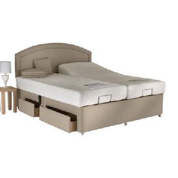 Grace Memory Adjustable Bed Set in Beige Grace Double 2 Drawer Bolt On Massage With Heavy Duty