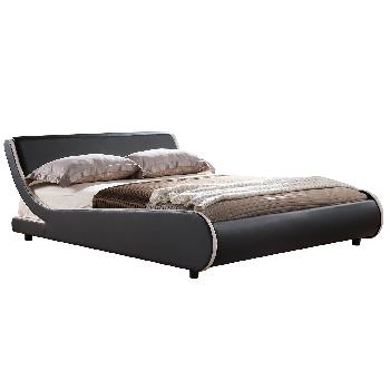 Griffin Faux Leather Italian Bed Frame Kingsize Black with White