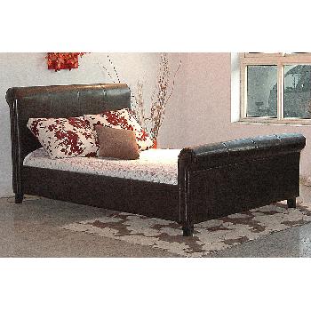 Henley Faux Leather Bed Frame Kingsize Brown