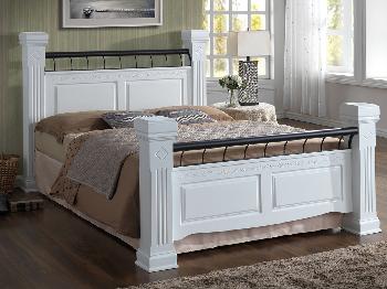 Ideal Furniture Rolo King Size White Wooden Bed Frame
