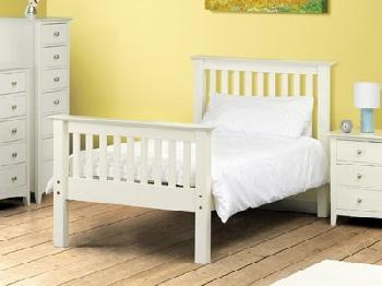 Julian Bowen Barcelona Stone White High Foot End 5' King Size Stone White Slatted Bedstead High Foot End Wooden Bed