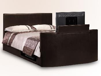 Julian Bowen Optika Double Brown Faux Leather TV Bed