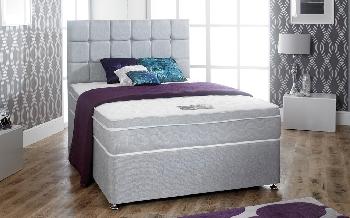 La Romantica Symphony Memory Pocket 2000 Divan - Grey Chelsea Fabric, King Size, End with 2 Continental Drawers