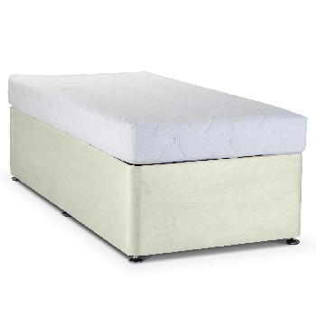 Latex Comfort Ottoman Bed - Kingsize - 30cm - Beige Faux Suede