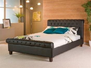 Limelight Phoenix Black 4' 6 Double Black Leather Bed