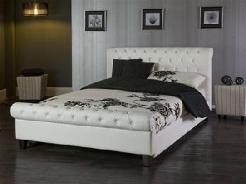 Limelight Phoenix White 4' 6 Double White Leather Bed