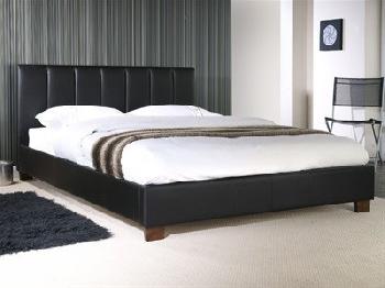 Limelight Pulsar 4' 6 Double Black Slatted Bedstead Leather Bed