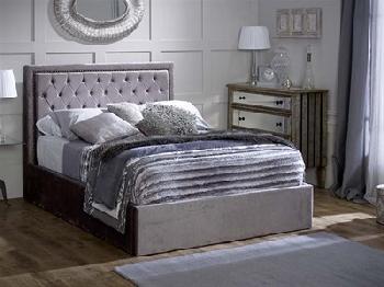 Limelight Rhea Silver Ottoman 5' King Size Fabric Silver Ottoman Bed Ottoman Bed