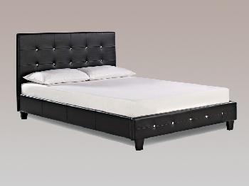 LPD Crystalle Double Black Faux Leather Bed Frame