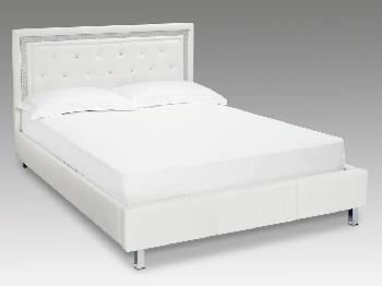 LPD Crystalle Double White Faux Leather Bed Frame