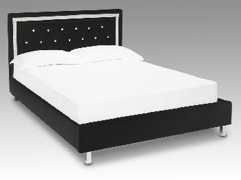 LPD Crystalle King Size Black Faux Leather Bed Frame