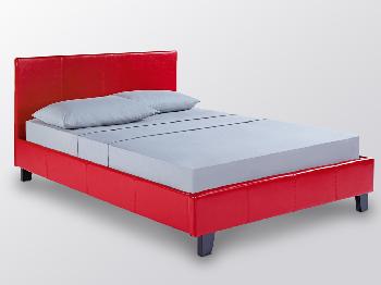 LPD Prado Double Red Faux Leather Bed Frame