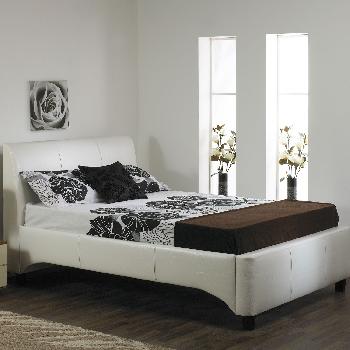 Makayla Leather Bed Frame Small Double Cream