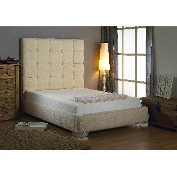 Mento Fabric Divan Bed Frame Cream Chenille Fabric Super King 6ft