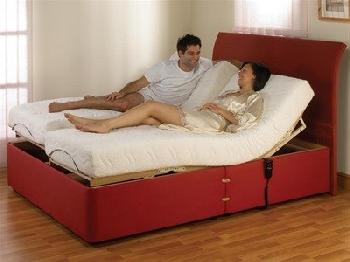 MiBed Charlotte Set 2' 6 Small Single Suede Red Adjustable Bed - No Drawers Electric Bed