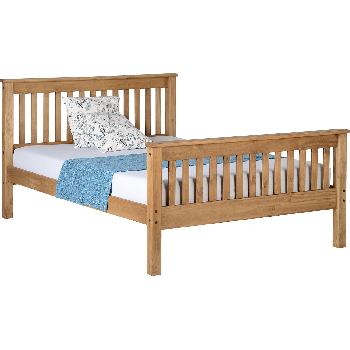 Monaco High Foot End Bed Frame Double Pine