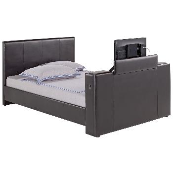 Morton Faux Leather TV Bed Frame Morton Faux Leather TV Bed Frame Double