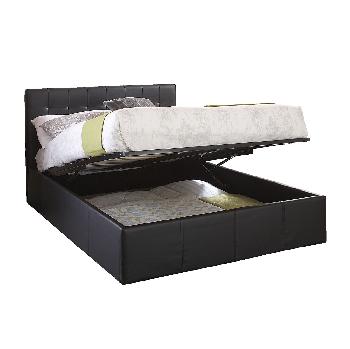 Naples Leather Ottoman Bed Black Double