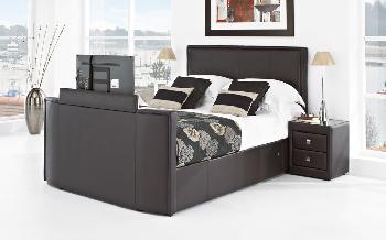 New York Leather TV Bed, Double, Chocolate Leather, Toshiba 32 HD Ready LED TV