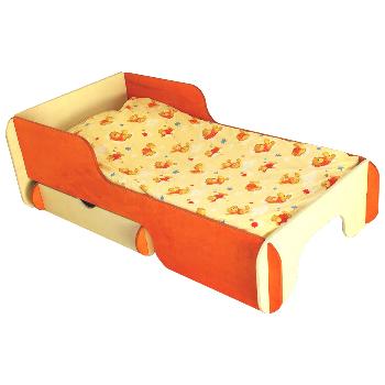 Radis Children Box Bed Frame Orange with Drawer