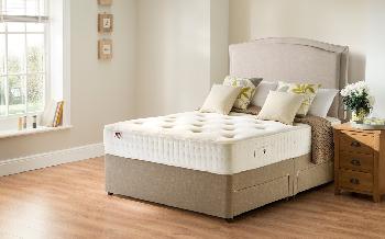 Rest Assured Harewood 800 Pocket Memory Divan Bed, Double, 4 Drawers Continental, Tan, Complementing Florence Headboard