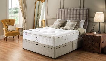 Rest Assured Knowlton 2000 Pocket Latex Divan Bed, Superking, Ottoman + 2 Drawers, Sandstone, Vittoria Headboard