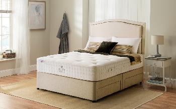 Rest Assured Rufford 2000 Pocket Memory Divan Bed, Double, 4 Drawers Continental, Tan, Complementing Florence Headboard