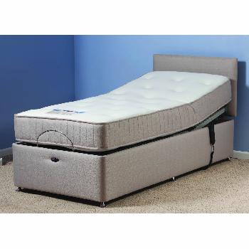 Richmond Beige Adjustable Bed Set with Latex Mattress - Double - Self Assembly Required - Without Heavy Duty - With Massage Unit - No Drawers