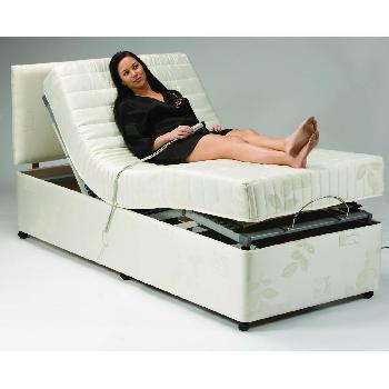 Richmond White Damask Adjustable Bed Set with Reflex Foam Mattress - Double - Comes Assembled - With Heavy Duty - With Massage Unit - No Drawers